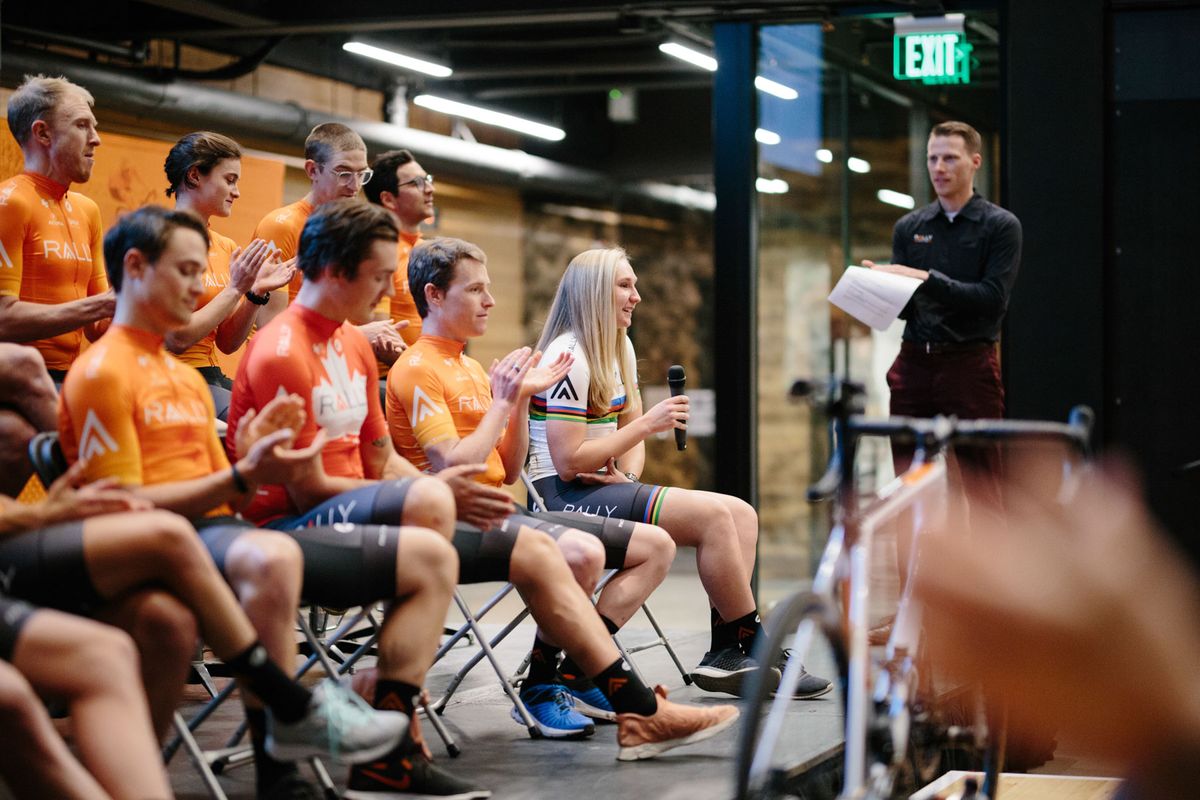 Junior world road champion Megan Jastrab debuted her rainbow kit from Pactimo.