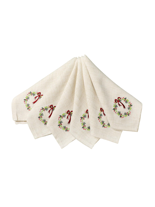 Christmas Linen Dinner Napkins, Set of 6