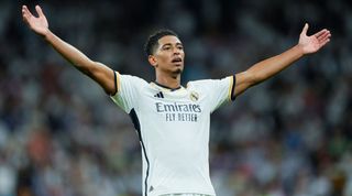 Jude Bellingham of Real Madrid CF celebrates after scoring the victory's goal during the UEFA Champions League match, Group C, between Real Madrid and Union Berlin played at Santiago Bernabeu Stadium on September 20, 2023 in Madrid, Spain. (Photo by Cesar Cebolla / Pressinphoto / Icon Sport)