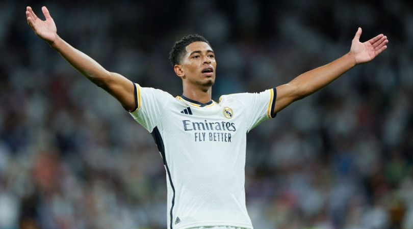 Jude Bellingham of Real Madrid CF celebrates after scoring the victory&#039;s goal during the UEFA Champions League match, Group C, between Real Madrid and Union Berlin played at Santiago Bernabeu Stadium on September 20, 2023 in Madrid, Spain. (Photo by Cesar Cebolla / Pressinphoto / Icon Sport)