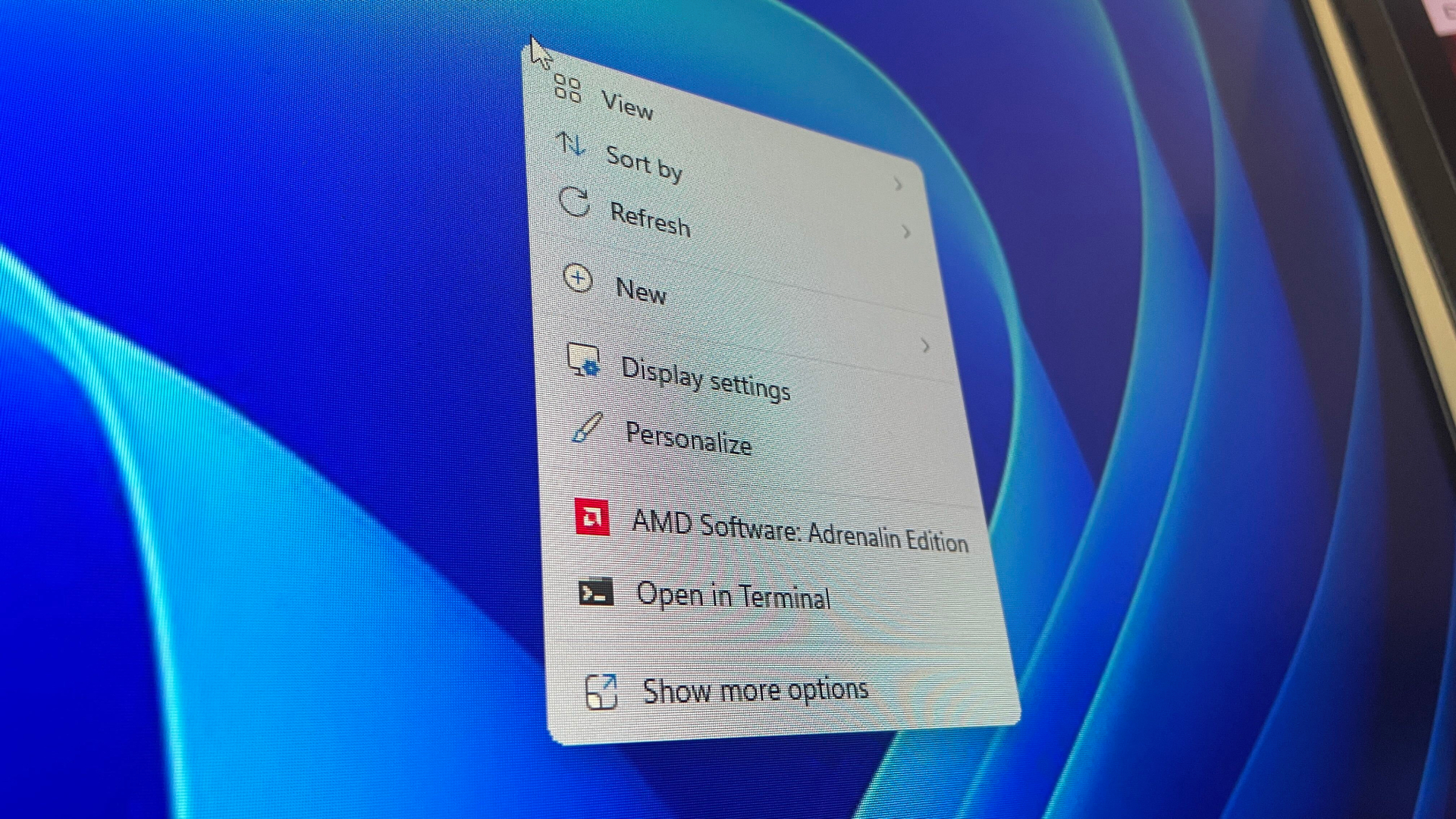 The right-click context menu on Windows 11.