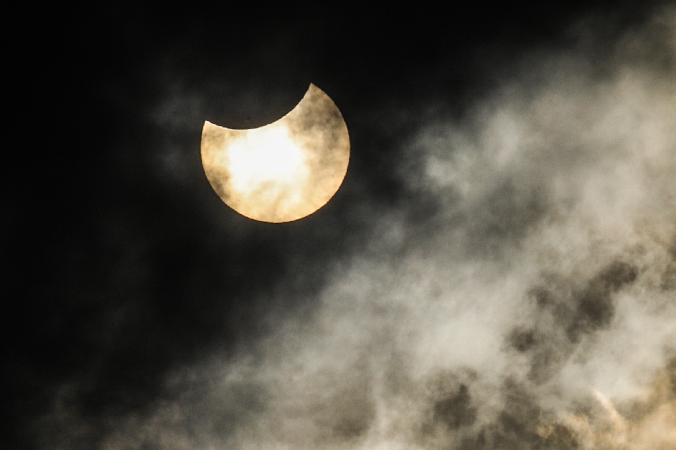 A partial solar eclipse in Cairo, Egypt