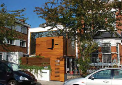 The timber cladding is used to enhance the exterior