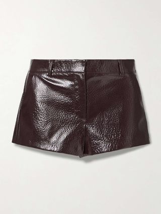 Kate Faux Textured-Leather Shorts