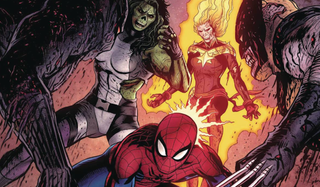 She-Hulk, Spider-Man, Captain Marvel and Wolverine in Marvel Zombies