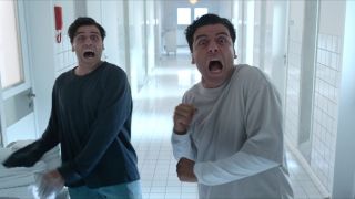 Marc und Steven schreien, nachdem sie Taweret in Moon Knight Folge 4 gesehen haben