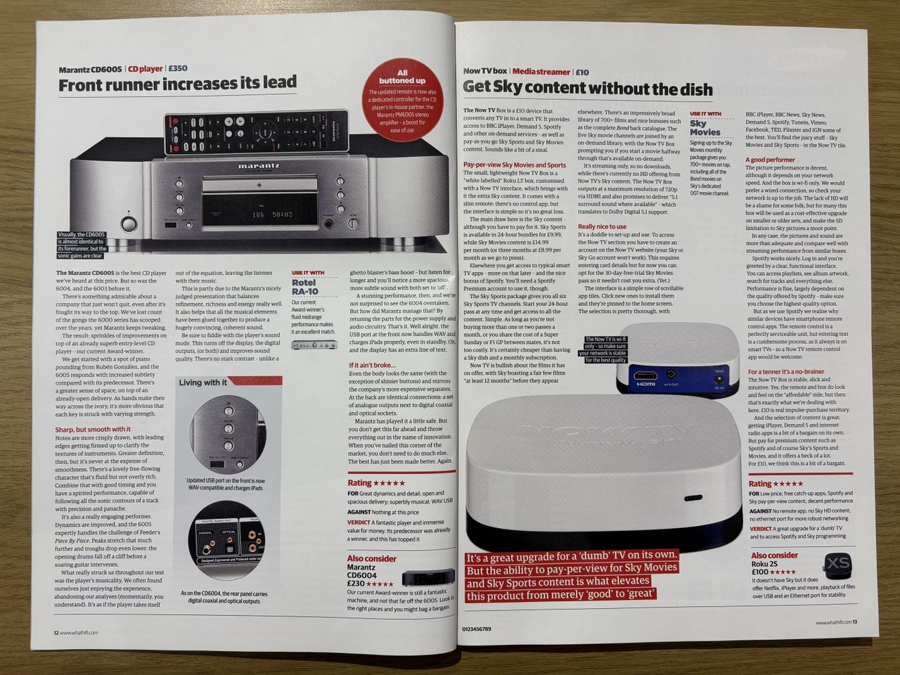 Marantz CD players in What Hi-Fi? magazines