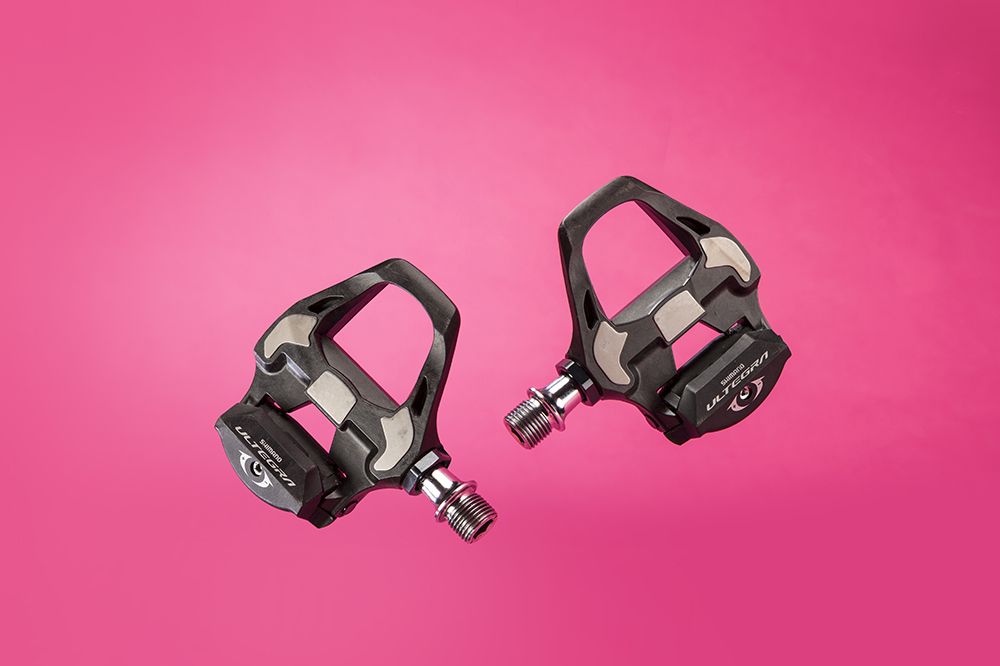 Image shows Shimano Ultegras which are among the best clipless pedals