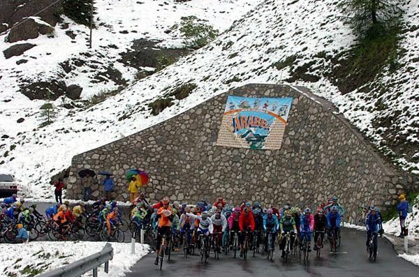 Snowy climbs greeted the riders.