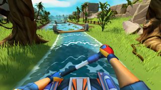 Kayaking in an official screenshot of Fitness Fables on the Meta Quest 3