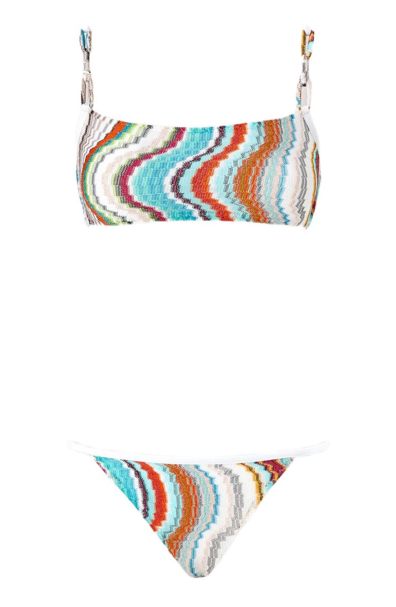 Bandeau Bikini With Lamé Wave Motif
