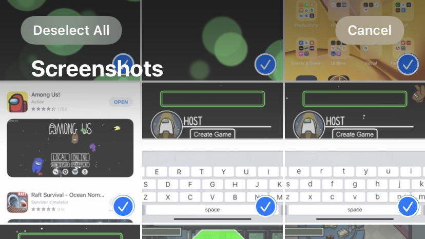 The screenshots category in Apple Photos