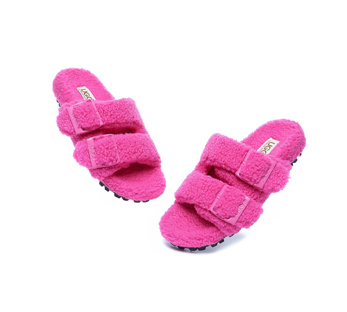 Ugg Women Shearling Buckle Sandal Slides Jennie