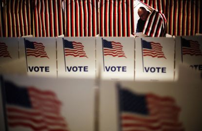 New Hampshire voting booths. 