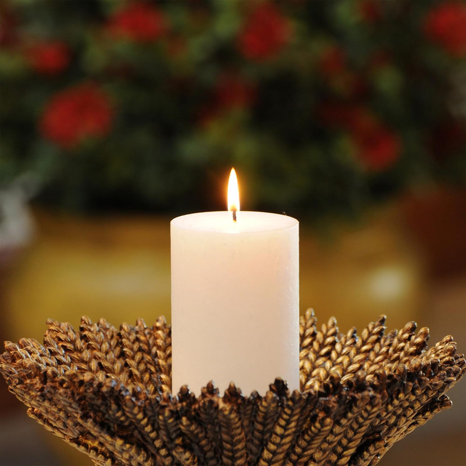 Root Candles Unscented Pillar Candles Beeswax Enhanced Textured Timberline&amp;trade; Pillar Candle, 3 X 6-Inch, White