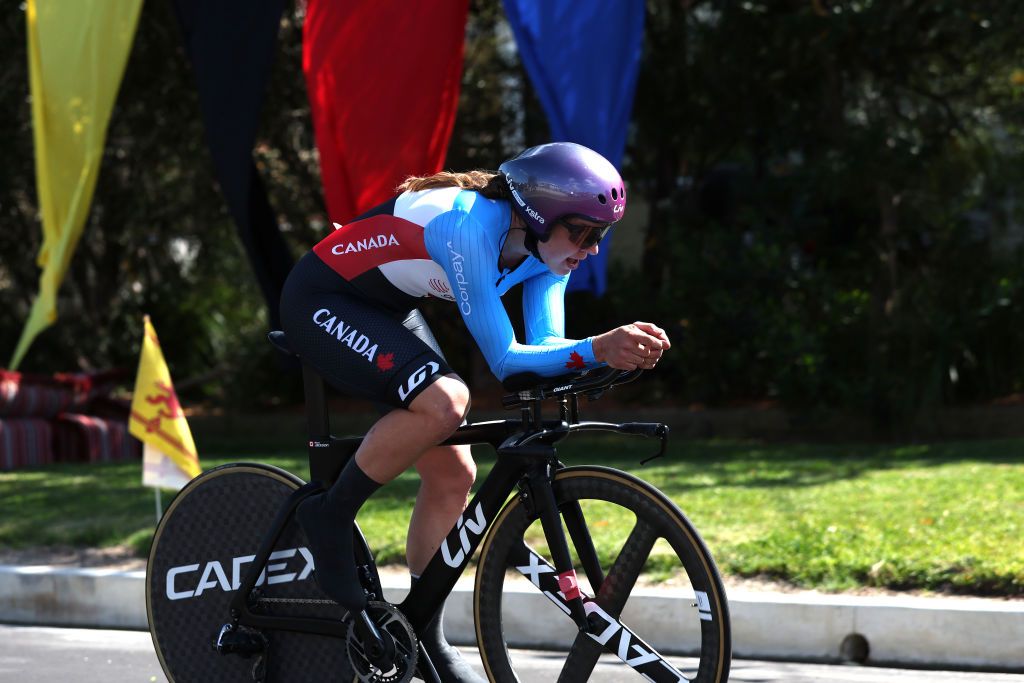 WOLLONGONG AUSTRALIA SEPTEMBER 18 Alison Jackson of Canada sprints during the 95th UCI Road World Championships 2022 Women Individual Time Trial a 342km individual time trial race from Wollongong to Wollongong Wollongong2022 on September 18 2022 in Wollongong Australia Photo by Con ChronisGetty Images