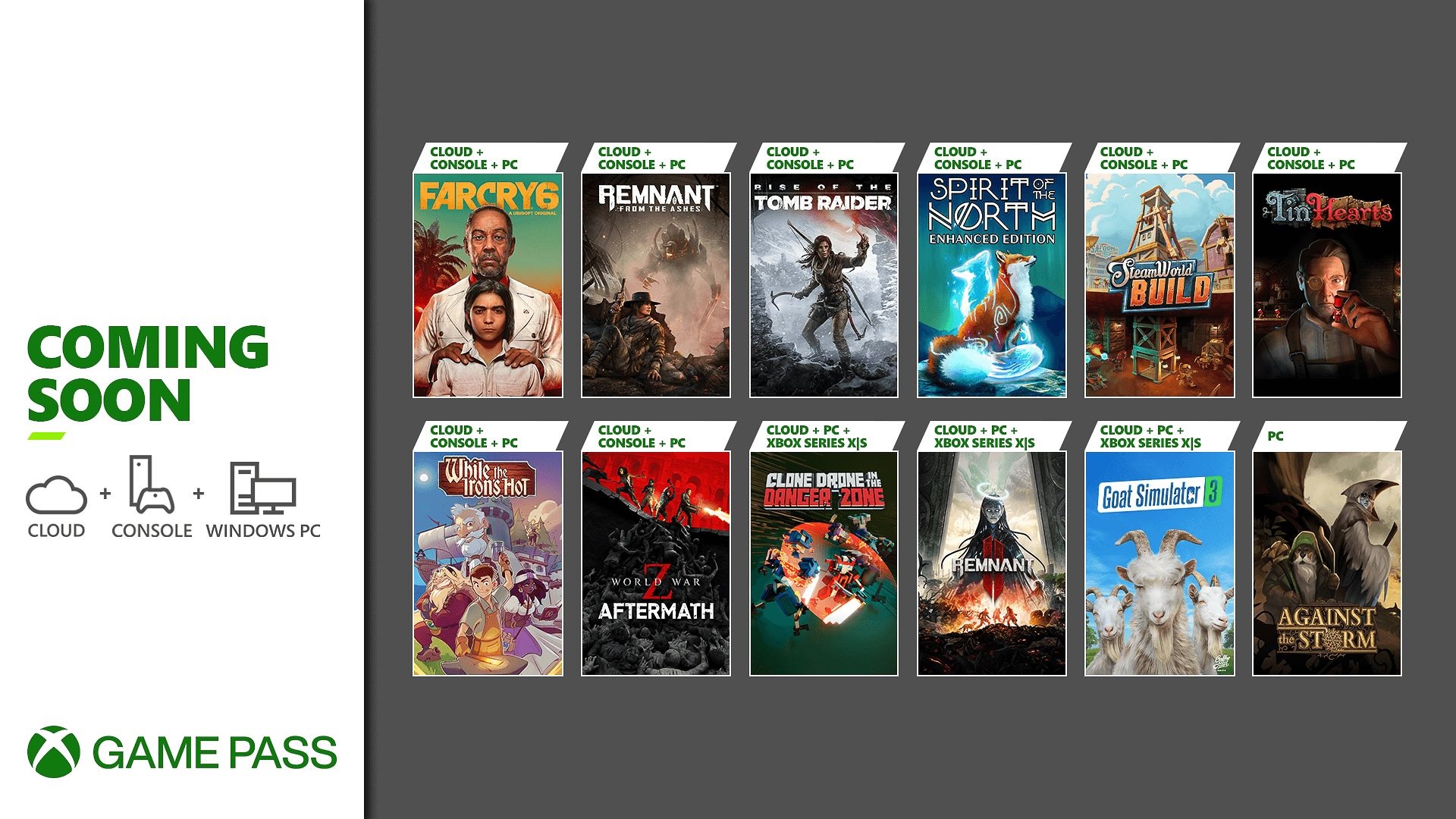Far Cry 6, Rise of the Tomb Raider, SteamWorld Build, and more come to Xbox Game Pass, while Xbox Game Pass Core gets its first new games