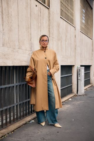 woman wearing trench coat