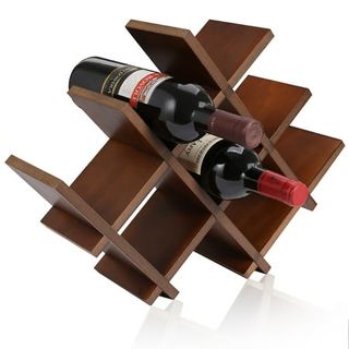 Shellkingdom 8 Bottle Bamboo Wine Racks Countertop, Tabletop Wine Storage Rack Organizer Holder for Cabinet Bar