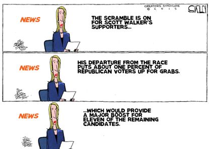 Political cartoon Scott Walker Republican Race