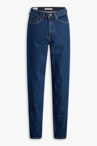 high waisted blue jeans