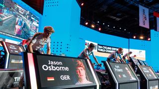 Scenes from the live 2024 UCI Cycling Esports World Championship final