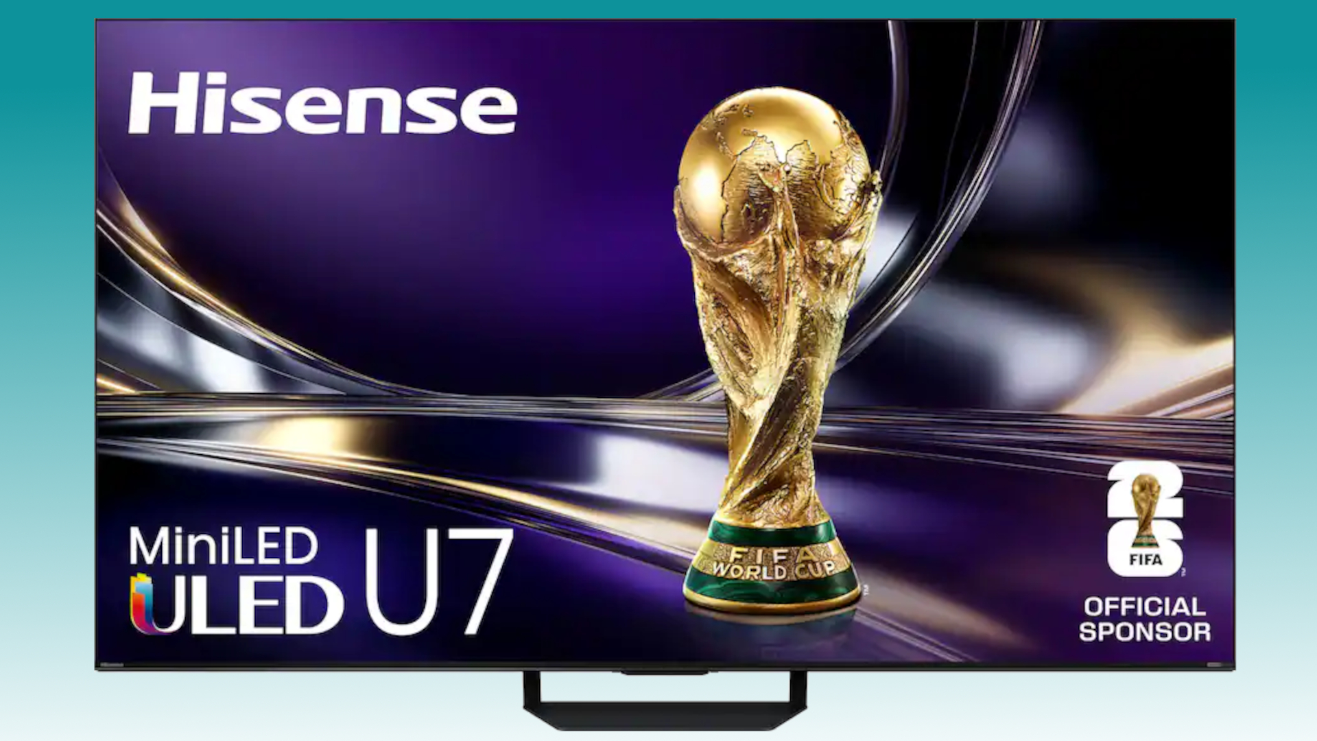 The Hisense U7SG displaying the FIFA World Cup trophy