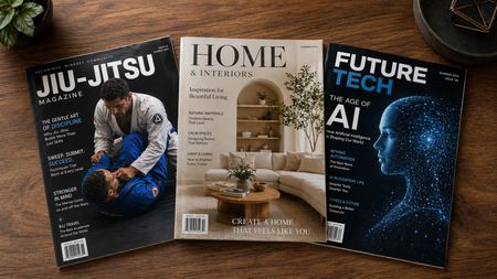 Ai generated image of three magazines on a table