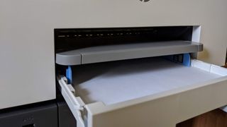 Close up of paper tray on HP OfficeJet Pro 9025
