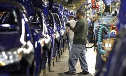 A worker at Ford's electric car plant in Michigan: Many U.S. businesses have moved their manufacturing operations to China, stoking worries that American hegemony is a thing of the past.