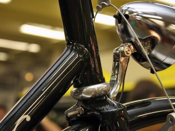 Lugs are fitted to the top and bottom of the Argonaut townie head tube but they're then joined to the rest of the frame via fillet brazing.