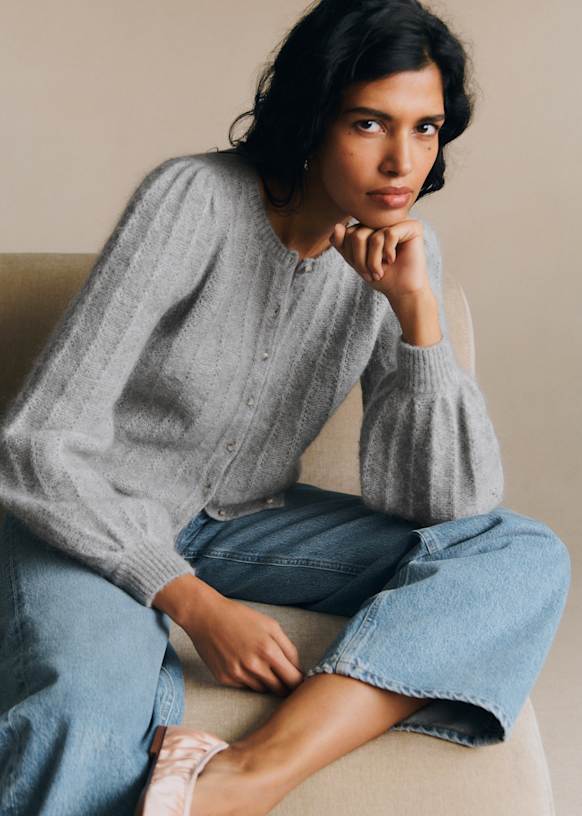 Amance Cardigan - Light Grey - Merino Wool - S&amp;eacute;zane