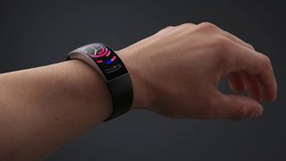 Concept art of Amazfit X fitness tracker on a man's wrist