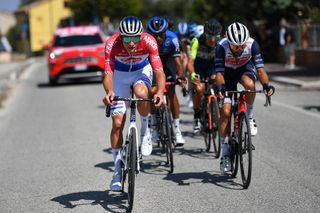 Mathieu van der Poel building for Classics with Tirreno-Adriatico breakaway