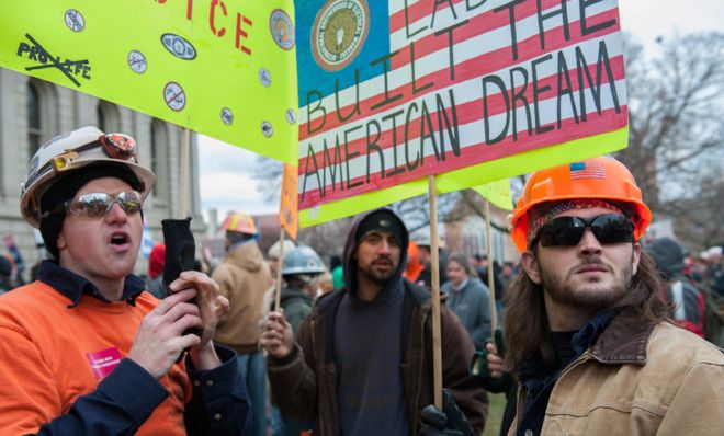 Labor unions protest, Michigan