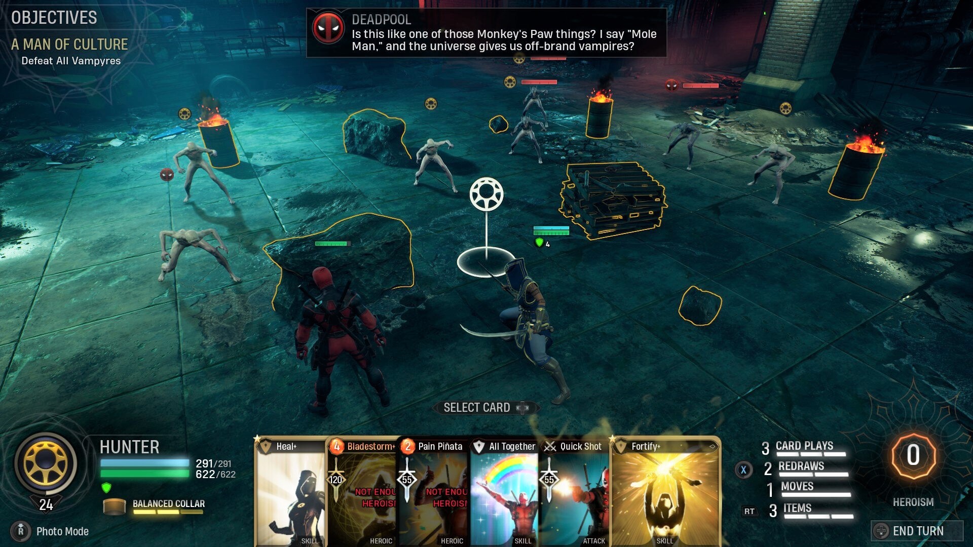 Marvel's Midnight Suns'ın ilk DLC'sindeki bir savaşın ekran görüntüsü.