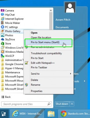 Pin to Start Menu