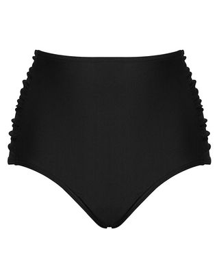 Rene High Waisted Ruched Tummy Control Black Bikini Bottom, £20