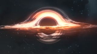 An artist&#039;s rendering of a black hole