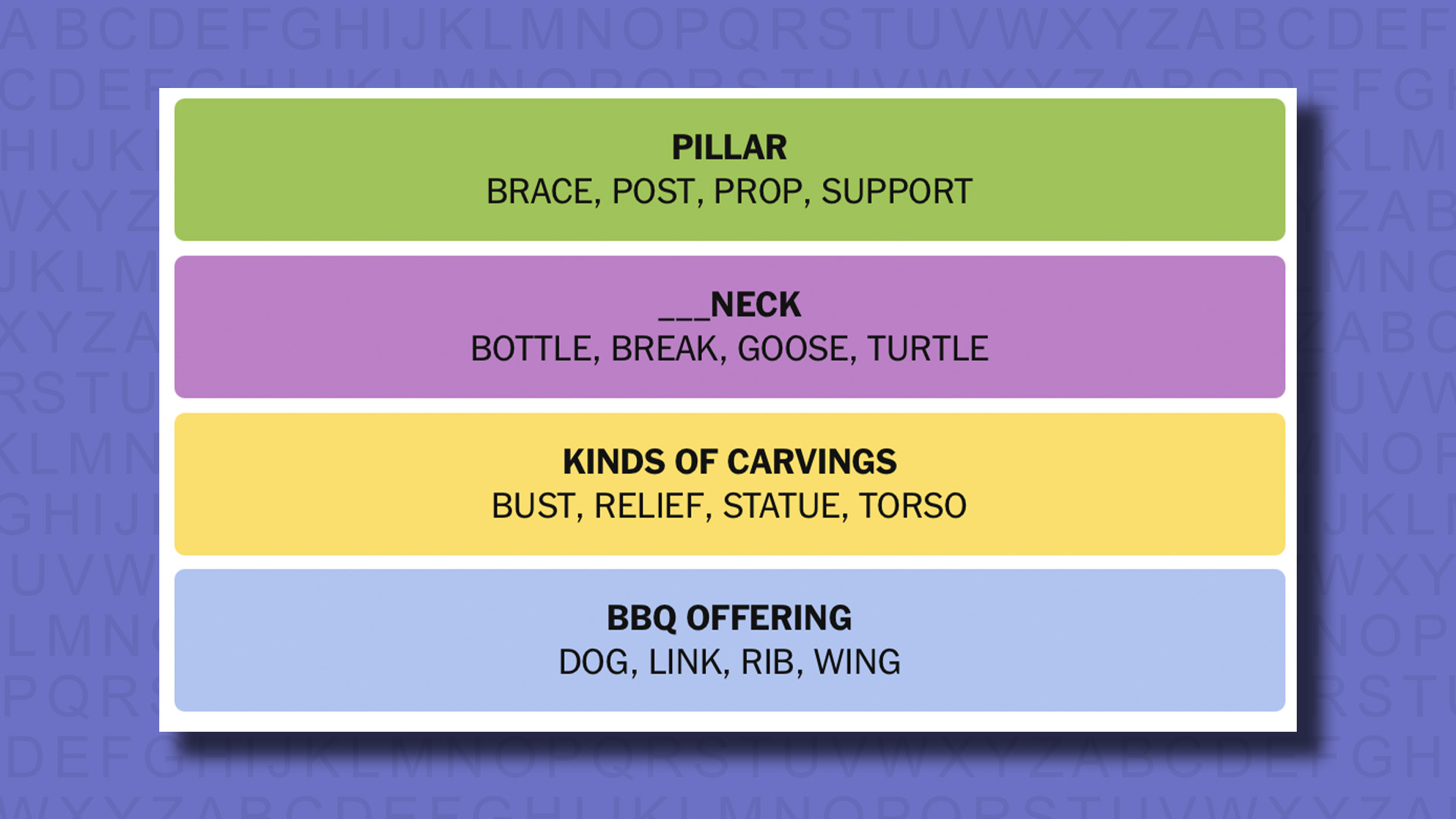 NYT Connections answers for game 691 on a purple background