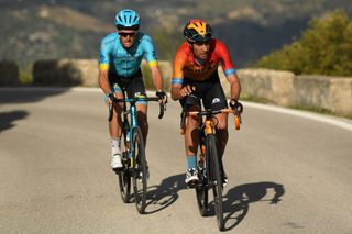 Mikel Landa (Bahrain McLaren) and Jakob Fuglsang (Astana)