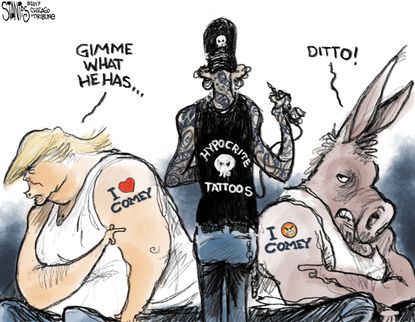Political Cartoon U.S. Trump Democrats Comey FBI Russia