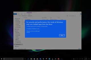 What happens when you try to run an .exe on Windows 10 S.