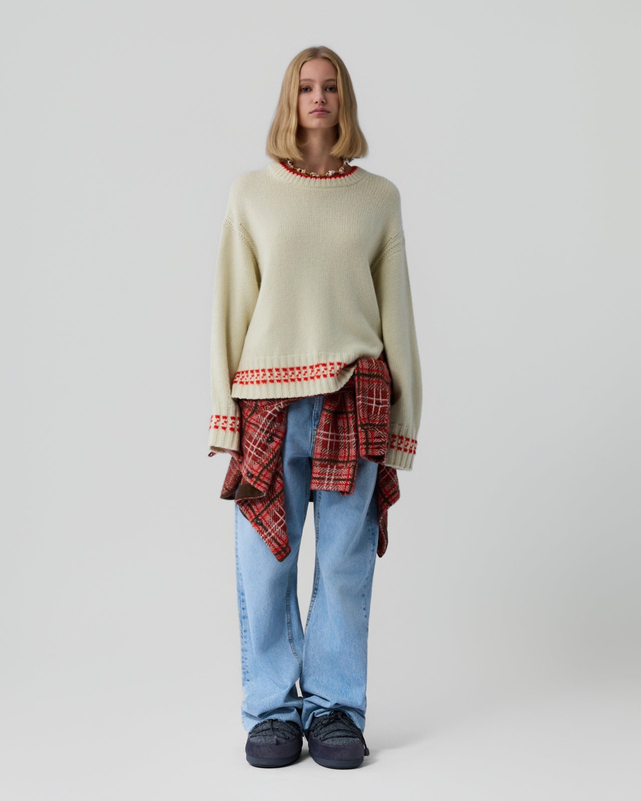 Tipped Cozy Crew - Mist/chili