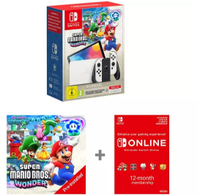 Nintendo Switch OLED with Super Mario Bros. Wonder and Nintendo Switch Online (12 months)