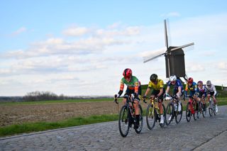 Elisa Longo Borghini and Shirin van Anrooij in the break at Dwars door Vlaanderen
