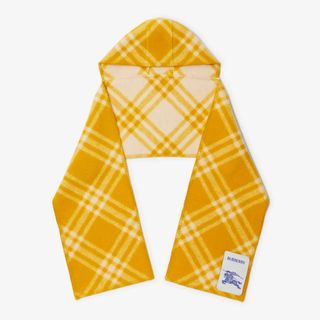 burberry yellow check print scarf with hood