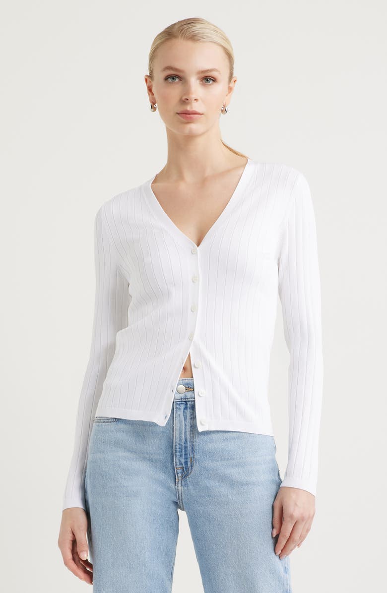 Fitted V-Neck Rib Cardigan
