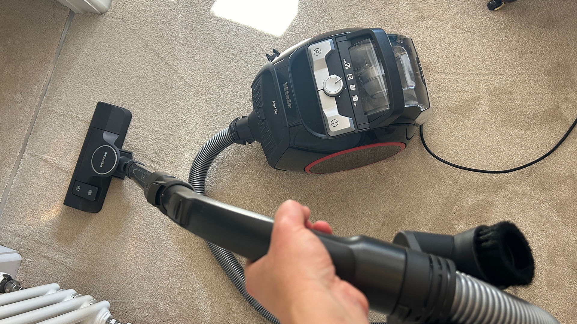 Miele Boost CX1 being used on carpet