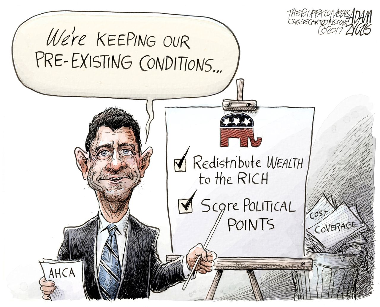 Political Cartoon U.S. Paul Ryan Obamacare GOP pre existing conditions